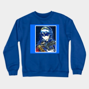 masked warrior lady in knight emblem Crewneck Sweatshirt